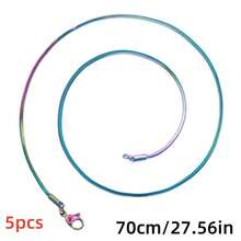 5pcs/Pack Elegant Luxury Fashion Multi-Length Lobster Clasp 1.5mm Flat Snake Chain Necklace, 304 Stainless Steel High Quality Vacuum Plating, DIY Jewelry Supplies, Suitable For Pendant Accessories, Jewelry Making, Valentine's Day, Mixed Colors & Sizes - 5pcs - View 14
