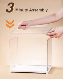Robotime Acrylic Display Case - Transparent Dust Cover, Suitable For Miniature Houses And 3D Puzzle Models, Dimensions: 28.7 X 23.6 X 24.4 Cm, Stackable Design - Clear - View 3