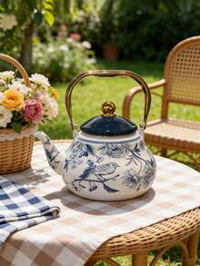 SummitPulse 1 ấm đun nước tráng men sứ xanh trắng kiểu Trung Quốc, thích hợp cho mọi mùa, tương thích với bếp lửa và bếp từ, đa chức năng dùng để đun nước, pha trà, cà phê, là món quà lý tưởng cho bạn bè và gia đình vào các dịp lễ và sinh nhật. - Xanh và Trắng - Xem 9