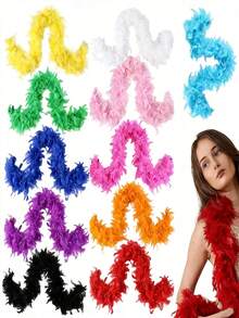 Elegant Faux Feather Scarf,Goose Feather Scarf, Feather Boa Women's Feather Scarf- Lightweight Vibrant Colors,Suitable For Party Costumes, Weddings, Center Decorations, Concerts, Clothing And Home Decoration - Multicolor - View 1