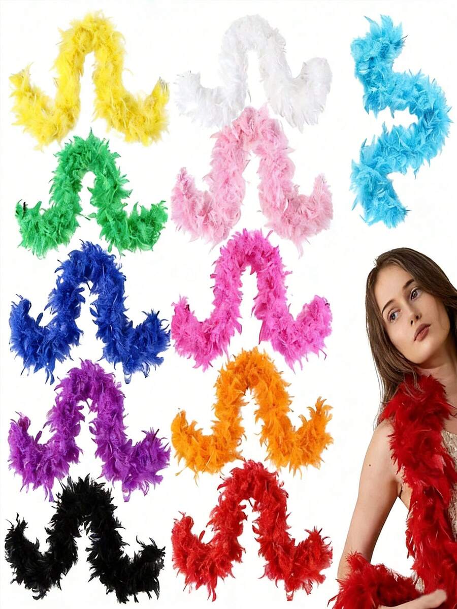 Elegant Faux Feather Scarf,Goose Feather Scarf, Feather Boa Women's Feather Scarf- Lightweight Vibrant Colors,Suitable For Party Costumes, Weddings, Center Decorations, Concerts, Clothing And Home Decoration - Multicolor - View 1