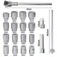 21pcs 3/4" Dr Socket Set 19-50mm 12 Point Sockets Ratchets Extension Ratchet - Silvery - View 10