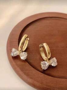 2 件套蝴蝶结百搭耳环 简约镀金女士首饰 日常旅行 婚礼订婚 情侣对耳环 情人节 新年礼物 送给妻子 女友 情人