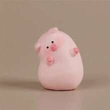 Pack Of 5 Whimsical Resin Pig Figurines | Cute Cartoon Tall And Short Pig Decorations | DIY Gardening & Tabletop Display | Micro Landscape, Miniature Figurines, Room Decor - 粉色 - 查看 3