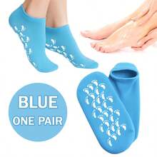 1 Pair Moisturizing Gel Socks For Repairing And Softening Dry Cracked Feet Skins - Soft Spa Socks ,Soft Feet Moisturizer Spa & Pedicure Socks For Dry Cracked Heels, Calluses,Gel Spa Socks For Repairing (Blue/Pink) - 藍色 - 查看 10