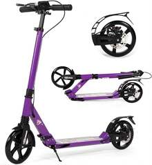 Kick Scooter, 200mm Big Wheels Scooter For Adults With Disc Brakes, Adult Scooters With Carry Strap And Double Shock Absorption, Foldable Scooters - Purple - View 11