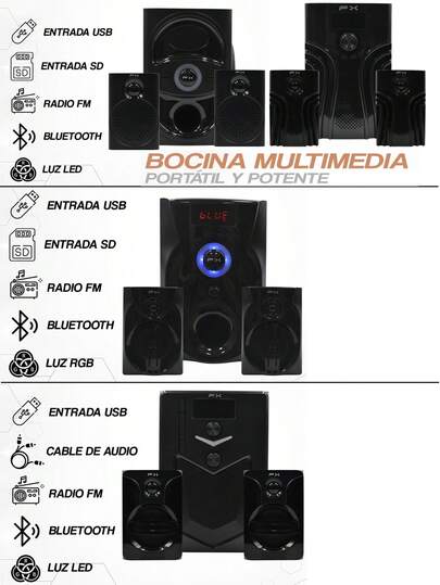 Tercera frecuencia inteligente altavoces, refuerzo de gran acústica, portátil y fuerte, los diodos led, para el karaoke, k song, cine, fiestas, hogar, KTV, BengDi, orgía, el festival. El sonido es rico en detalles, no turbio, prominentes frecuencias medias y bajas, sonido suave, sensación de escucha cómoda, alta frecuencia delicada, no estridente, frecuencia media abundante, sonido sólido, agudos brillantes, sensación de espacio, fiel a la fuente original, sonido envolvente y presencia. Adaptación a USB. , tarjeta de memoria, radio FM, bluetooth, etc. Altavoces atmosféricos para el día de san valentín. Regalo.