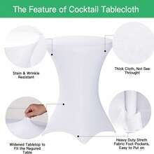 Spandex Cocktail Party Round Table Cover, Solid Color Elastic Polyester Tablecloth, Washable And Machine Washable, Wrinkle Resistant Elastic Table Skirt, Suitable For Wedding, Banquet And Party Decoration, With Multiple Solid Colors To Choose From - Multicolor - View 12