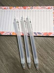 3支/6支装简易按动式圆珠笔，0.5毫米细笔尖，速干黑色墨水，轻质塑料笔身，书写流畅，办公学习用品，随机款式 - 黑色 - 查看 11