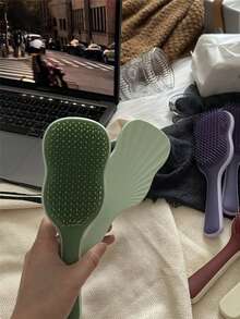 1pc Women's Banana Leaf Detangling Comb, Suitable For Long Hair, Massage Scalp, Home & Outdoor Use - Multicolor - View 9