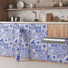 1卷波西米亚复古风壁纸，防水防油耐热家居装饰贴纸，厨房橱柜浴室墙贴 - 彩色 - 查看 2