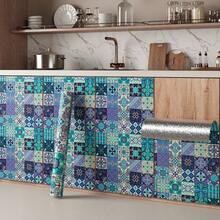 1卷波西米亚复古风壁纸，防水防油耐热家居装饰贴纸，厨房橱柜浴室墙贴 - 彩色 - 查看 21