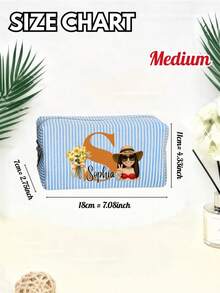 Customized DTF Embroidered Name Makeup Bag, Travel Cosmetic Bag, Sanitary Pad Storage Bag, Personalized Organizer Bag, Makeup Pouch, Travel Accessories, Multi-Functional, Space-Saving, Letter, Stripe, Exquisite, Fashionable, Tidy, Minimalist, Casual, Basic, Unique, Gift For Girls, Wedding Gift, Bridal Gift, Wedding, Wedding Supplies, Holiday Gift, Ideal Gift For Girlfriend, Family, Friends, Anniversary - Multicolor 2 - View 6