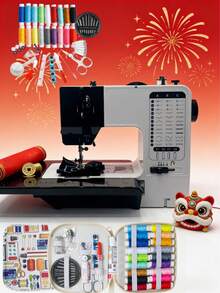 Máquina de coser multifuncional para el hogar, máquina de coser eléctrica portátil y mini con 38 patrones de puntada, ajuste de 2 velocidades, pedal, ligera y fácil de usar, adecuada para manualidades DIY, ropa, cortinas, muñecas y costura diaria. Gran opción de regalo para Halloween y Navidad, ideal para principiantes y usuarios experimentados.