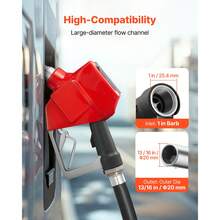 1 Inch Barb Digital Fuel Nozzle With Swivel Max Flow Rate 12.6 GPM Auto Shut Off Gas Pump Nozzle With 3/16 In (OD=20 Mm) Spout & Digital Display Used For Gasoline Kerosene Red - 1 Inch 12.6 GPM - View 2