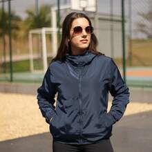 Women's Windbreaker Jacket, Semi-Lined, Water-Resistant, Ultra-Lightweight, Sporty - 藏蓝色 - 查看 9