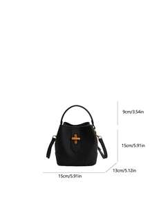 时尚水桶包、多功能通勤斜挎包、别致单肩包 - 黑色 - 查看 10