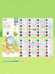 1set Children's Watercolor Coloring Book, Student Coloring And Drawing Book, Drawing And Coloring Paper, With Built-In Watercolor Paint Pens, Halloween, Thanksgiving And Christmas Gift Easter Gift,Back To School - Nhiều màu - Xem 18