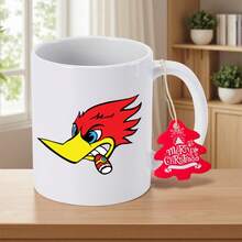 Woody Hot Rod 11oz Ceramic Coffee Mug With Red & Yellow Cartoon Design - Non-Slip Round Cup Office, Home, Thanksgiving, Halloween, New Year Gifts - Durable & Stylish, Festive Drinkware, Hand Wash Only, Holiday Shoppers - Orange - View 1