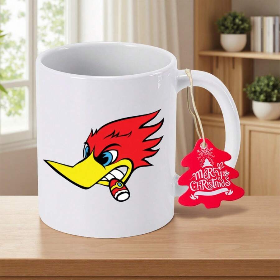 Woody Hot Rod 11oz Ceramic Coffee Mug With Red & Yellow Cartoon Design - Non-Slip Round Cup Office, Home, Thanksgiving, Halloween, New Year Gifts - Durable & Stylish, Festive Drinkware, Hand Wash Only, Holiday Shoppers - Orange - View 1