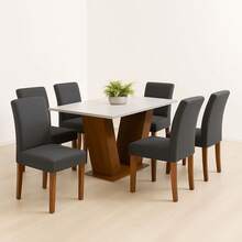 Chair Cover Kit With 6 Units For Dining Room Kitchen Pantry Gel Mesh Super Offer - Gris Oscuro - Ver 4