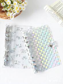 A6 Transparent Color-Changing Butterfly Polka Dot Binder, Transparent Soft Cover Binder Set, Replaceable Album Binder Refill, Replaceable Inner Pages, High-Quality PP Material, Transparent PET Sticker Board, Binder Back Paper, Suitable For Storing Beautiful Photos, Sticker Books, Stamp Books - Multicolor - View 2