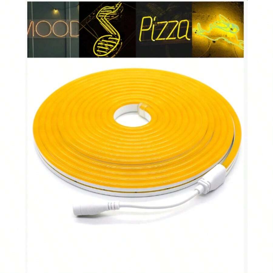5m Roll Of LED Strip Neon Hose, 2.5cm Cut, Flexible, 12v, Ready For Delivery, With Power Supply. - Amarelo - 查看 1