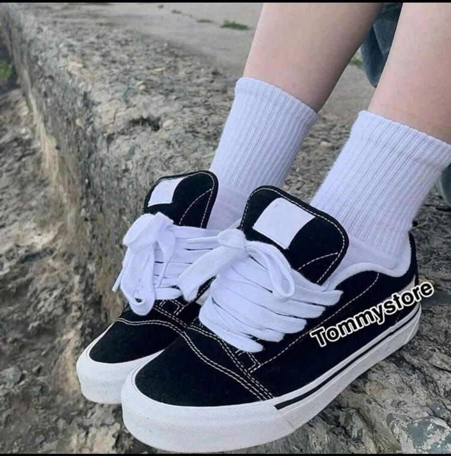 Knu Vintage Old Sneakers For Men And Women, Casual Skate Shoes, Black And White, New Release - 黑與白 - 查看 1