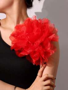 Ghim cài áo hình hoa lớn, thanh lịch, kiểu dáng retro, màu trơn, làm từ vải chiffon, kích thước 23cm, thích hợp để trang trí váy dạ hội, vest, váy cưới hoặc bikini. - Nhiều màu - Xem 3