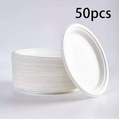 50Pack 9Inch Paper Plates Heavy Duty – Disposable White Dinnerware For BBQ, Picnic, Birthday Party – Uncoated Bulk Paper Plate For Kids Art, Crafts, Painting And DIY Projects