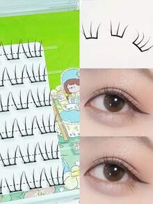 LIMEIKAI 36 Cluster koreanischer Mädchen-Gruppe Wimpern ohne Kleber, einzelne Cluster, kein Entfernen nötig, natürlich und realistisch C-Locken für den täglichen Gebrauch, segmentiert mit integriertem Klebestreifen, verlängerte Cluster, realistische Wimpern für Anfänger - C - Übersicht 2