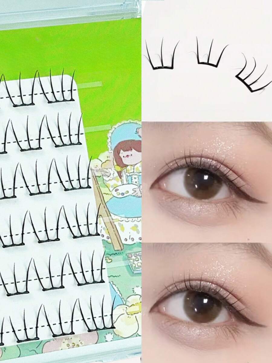 LIMEIKAI 36 Cluster koreanischer Mädchen-Gruppe Wimpern ohne Kleber, einzelne Cluster, kein Entfernen nötig, natürlich und realistisch C-Locken für den täglichen Gebrauch, segmentiert mit integriertem Klebestreifen, verlängerte Cluster, realistische Wimpern für Anfänger