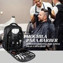 Mochila Organizadora para Barbero - Bolsa Profesional de Herramientas con Compartimentos Acolchados y Gran Capacidad - Negro - Ver 6