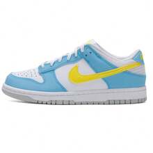 Nike Big Kids' DUNK Casual Flat Sneakers - White/Blue - View 7