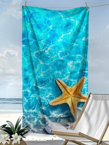 1pc Ultra-Fine Microfiber, Quick-Drying 250gsm, Starfish Beach Print Or Seaside Scenery Print. Large Seaside Beach Mat, Extra-Large Beach Towel, Yoga Mat, Sun Protection Shawl Blanket, Suitable For Travel, Camping, Swimming, All-Purpose Towel, Picnics. 70*140 Quick-Dry Beach Towel, 1 Piece, Or 90*180 Extra-Large Beach Towel.A - Multicolor - View 9