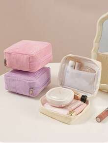 1pc Retro Nylon Coin Purse With 3 Zipper Compartments - Unisex Compact Mini Wallet For Cash, Cards And Coins, Fashionable Accessory For Women, Machine Washable, No Embroidery, No Oily Edges - Multicolor - View 1