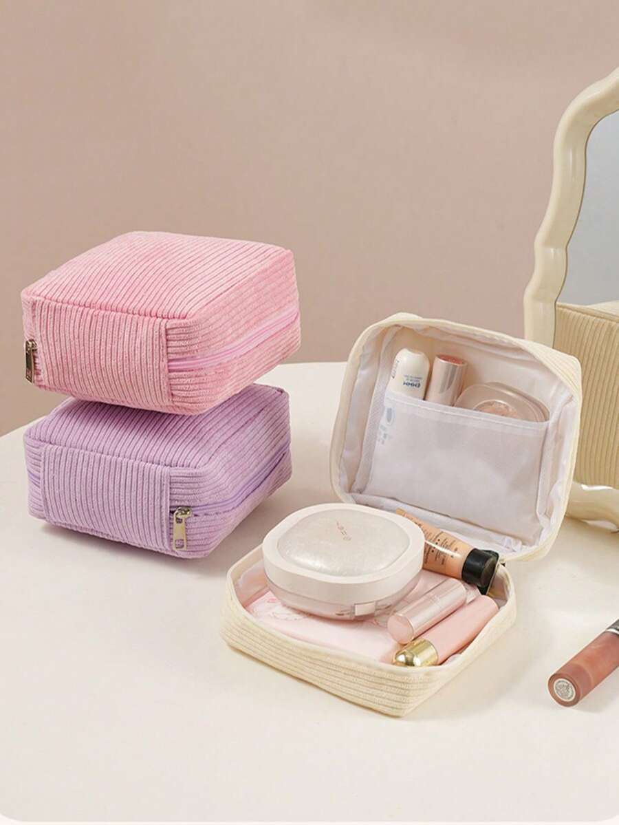 1pc Retro Nylon Coin Purse With 3 Zipper Compartments - Unisex Compact Mini Wallet For Cash, Cards And Coins, Fashionable Accessory For Women, Machine Washable, No Embroidery, No Oily Edges - Multicolor - View 1