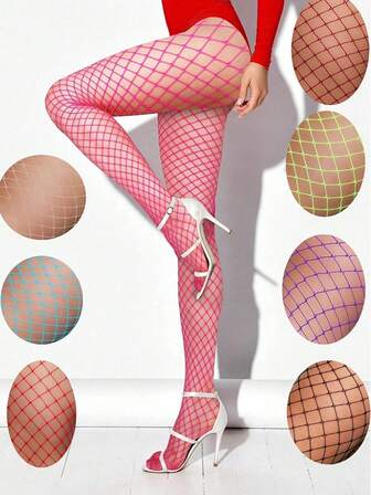 1 par de medias de red básicas sin costuras para mujer