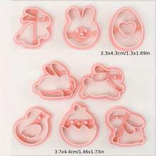 8件套复活节饼干模具套装，包含3D兔子、小鸡、彩蛋、爱心和小鸟形状，塑料烘焙工具套装，适合春季烘焙、DIY饼干模具，是复活节彩蛋寻宝派对礼物、家庭聚会礼品的理想之选。 - 彩色 - 查看 9