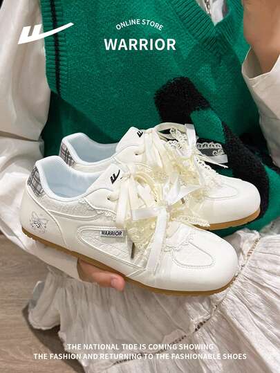 WARRIOR 1双女士系带休闲运动鞋，时尚舒适轻便防滑户外运动低帮运动鞋