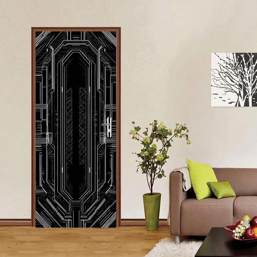 1 Set Modern Geometric Line Decor Wall Stickers, Self-Adhesive Creative Accent For Living Room, Bedroom, Entryway Background - متعدد الألوان - مشاهدة 1