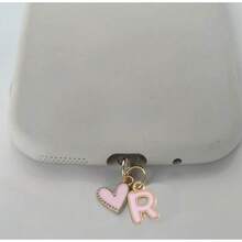 1pc Pink Heart-Shaped Metal Dust Plug, 26 Letter Heart Charging Port Protector Cover, DIY Phone Decor Compatible With Apple/Type-C, Mobile Device Dust-Proof Accessory, Girly Letter Heart Dust Plug, Gift For Friends, Valentine's Day Gift, Festival Small Gift Gifts For Mother, Family, Friends, Kids, Birthday, Holiday Phone Accessories Phone Charm - Pink IPhone - View 29