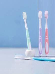 Unisex Manual Dual-Color Sharpening Silk Toothbrush, Single Adult Soft Bristle Toothbrush, Household Daily Use Excellent Toothbrush, Anti-Slip Silicone Toothbrush - Multicolor - View 4