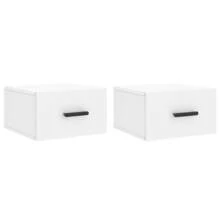vidaXL Mesas de cabecera murales 2 unidades blanco 35x35x20 cm - Blanco - Ver 2