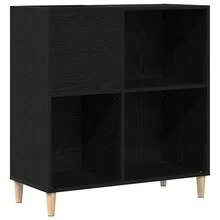 vidaXL Mueble de vinilo marrón negro 84,5 x 38 x 89 cm madera de ingeniería - Negro - Ver 2