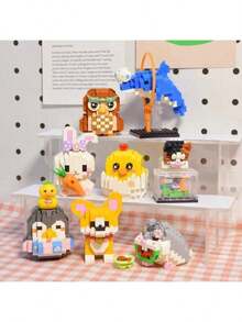 2000+ Pcs New Cute Animal Theme Mini Building Blocks Toy Series, Including Adorable Corgi Puppy, Owl, Dolphin, Rabbit, Kitten And More, Creative Assembly, Suitable For Window Decor, Living Room Decoration, Thanksgiving/Birthday, Holiday Gifts. Stress Relief Toy, Mini Building Blocks, Building Block Bear, Adult Building Blocks - Multicolor - View 7