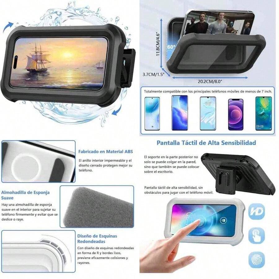 Bolsas impermeables para teléfonos celulares, adecuadas para exteriores, compatibles con Android y la mayoría de teléfonos inteligentes, regalos para madres, familia, amigos, niños, cumpleaños, vacaciones, bolsa sumergible para teléfono - Gris - Ver 1