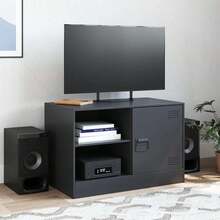 vidaXL Mueble TV negro 67x39x44 cm acier - Negro - Ver 3