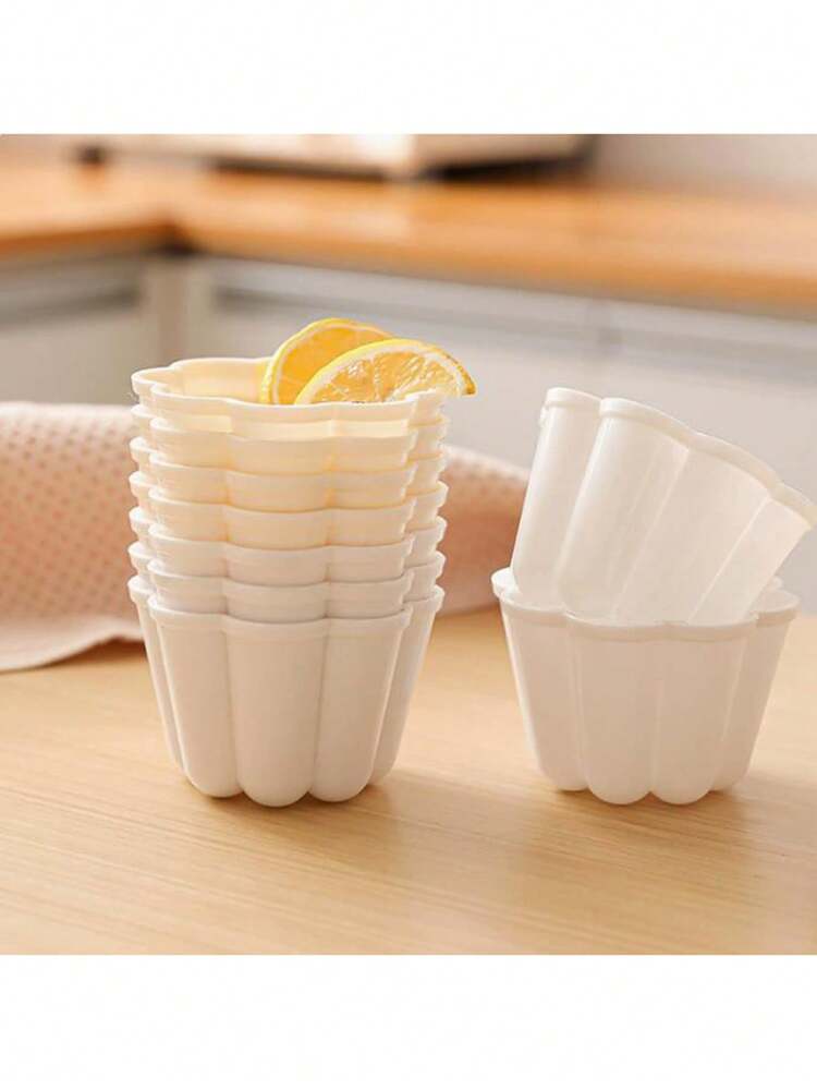 4/8pcs Flower Shaped Mousse Mold, 3D PP Mini Cupcake Molds, Non-Stick Dessert Baking Molds For Pudding, Jelly, Pancake And Cake, Durable Kitchen Cake Decorating Tools, Reusable Baking Accessories For Making Creative Desserts, Ideal For Parties, Weddings And Special Occasions - Multicolor - View 5