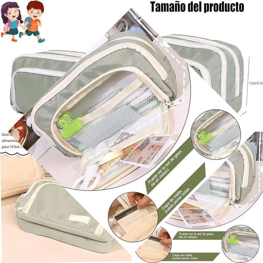 Estuche Para Lápices de Gran Capacidad,Estuche Multifuncional Para Lápices,Estuche Para Lapiceros,Estuche Para Lapiceras Escolares Niño y Niña,Bolsa Para Lápices,Bolsa Para útiles Escolares (verde) - como en la foto - Ver 1